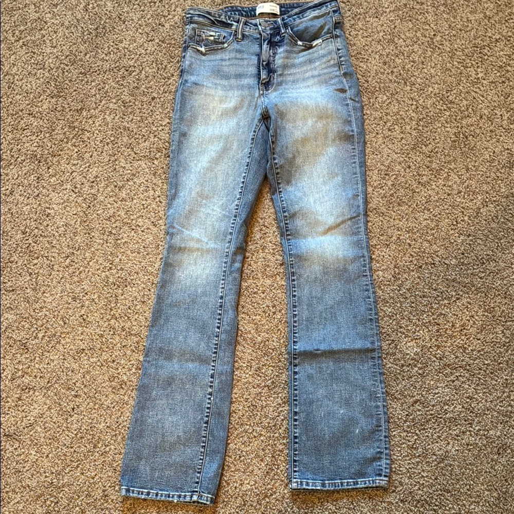 BKE Blue Boot Cut Jeans with Distressed Look